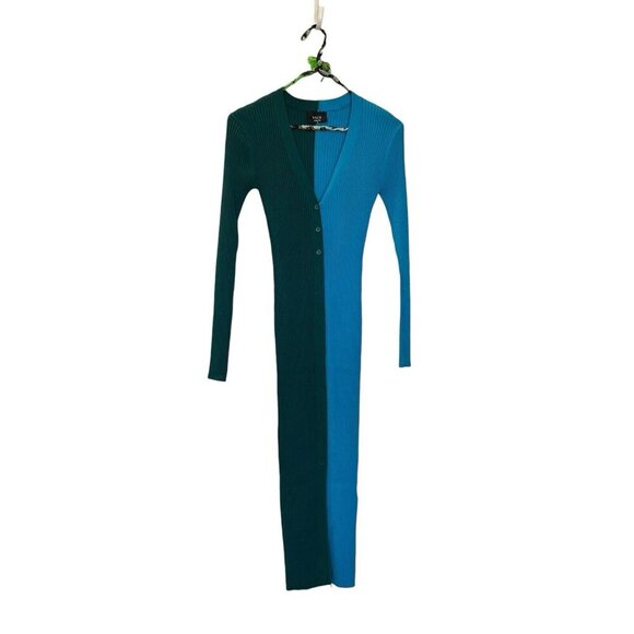 Vici Calloway Double Take Ribbed Colorblock Button Front Ribbed Midi Dress NWOT - Picture 2 of 3